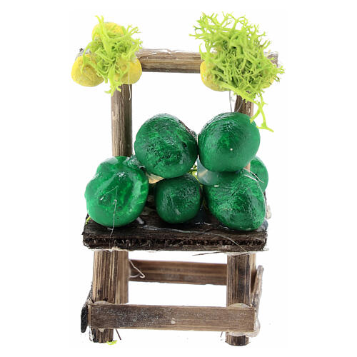 Verkaufstheke mit Wassermelonen, Krippenzubehör, neapolitanischer Stil, für 8-10 cm Krippe, 5x5x2 cm 4