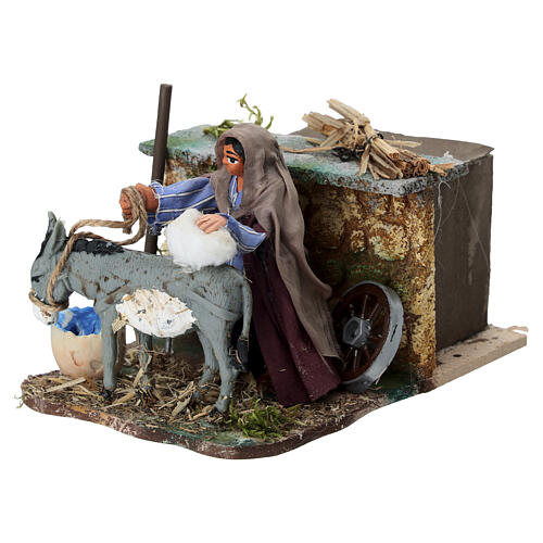 Movimiento pastor bruzando burro belén Nápoles 8 cm 3