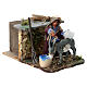 Shepherd petting donkey animated Naples nativity scene 8 cm s2