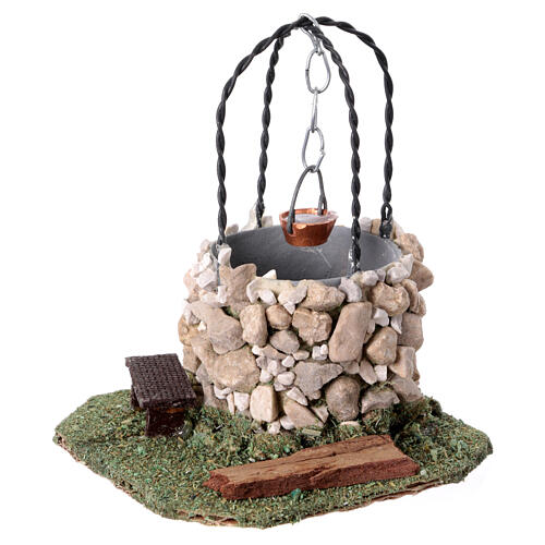 Studnia do szopki neapolitańskiej na figurki 10 cm, drewno, 10,5x8,5x8,5 cm 2