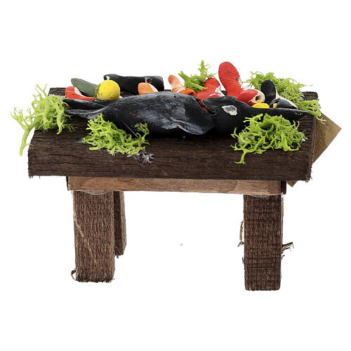 Stand poissonnier pour marché 5x10x5 cm crèche napolitaine 10 cm 5