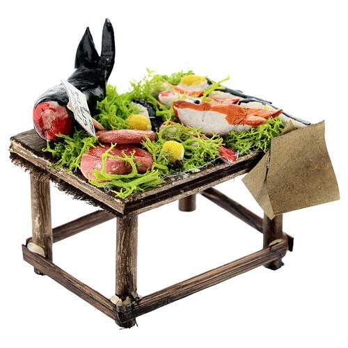 Banco pescivendolo presepe napoletano 10 cm terracotta 5x10x5 cm 3