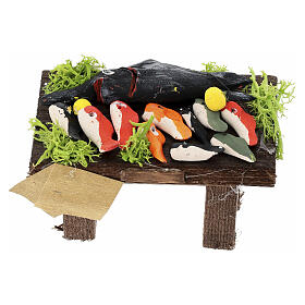Fishmonger's counter Neapolitan nativity scene 10 cm terracotta 5x10x5 cm