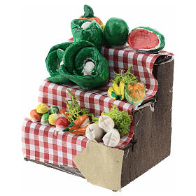 Verkaufsstand mit verschiedenen Gemüse, Krippenzubehör, neapolitanischer Stil, für 12 cm Krippe, 10x5x5 cm