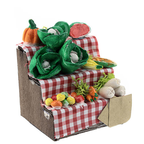Verkaufsstand mit verschiedenen Gemüse, Krippenzubehör, neapolitanischer Stil, für 12 cm Krippe, 10x5x5 cm 3
