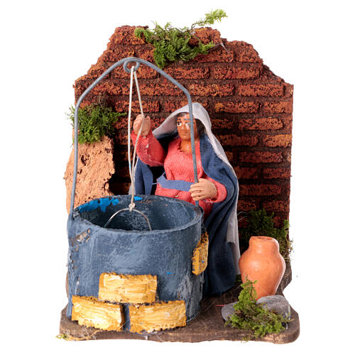 Bewegliche Krippenfigur, Wasserträgerin am Brunnen, neapolitanischer Stil, für 8 cm Krippe 1