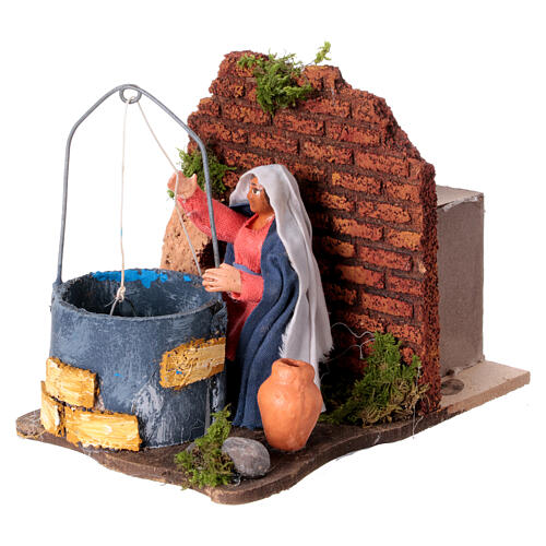 Bewegliche Krippenfigur, Wasserträgerin am Brunnen, neapolitanischer Stil, für 8 cm Krippe 3