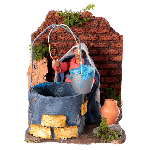 Water carrier by the well, animated scene for 8 cm Neapolitan Nativity Scene 2