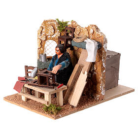 Man adjusting chair Neapolitan nativity scene 8 cm