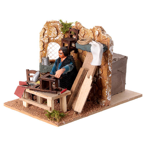 Man adjusting chair Neapolitan nativity scene 8 cm 2