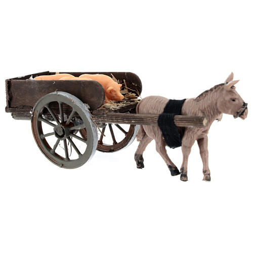 Carro maiali presepe napoletano 8 cm 5x15x5 cm 3