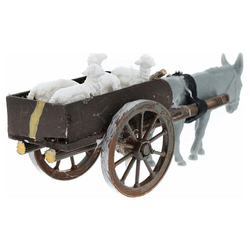 Carretto agnelli presepe napoletano 8 cm 5x15x5 cm 4