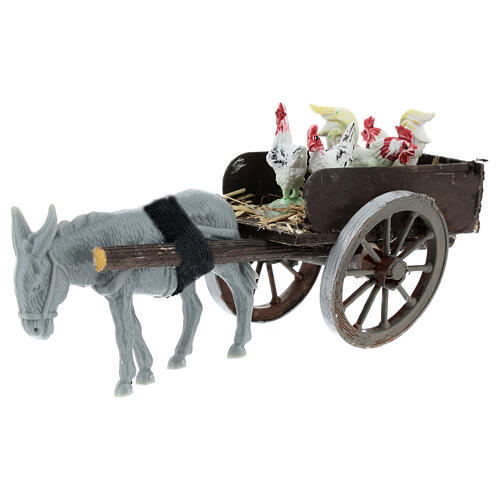 Carro galline presepe 8 cm napoletano 5x15x5 cm 2