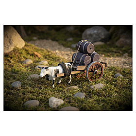 Wooden cart with barrels for 8 cm Neapolitan Nativity Scene 5x15x5 cm