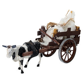 Wooden cart with flour sacks for 8 cm Neapolitan Nativity Scene 5x15x5 cm