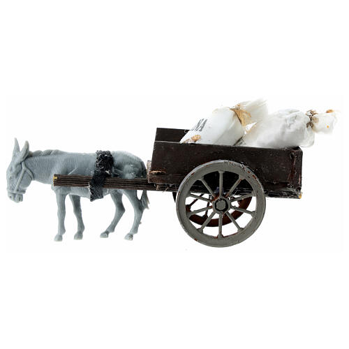 Carro sacchi farina presepe 8 cm Napoli 5x15x5 cm 1