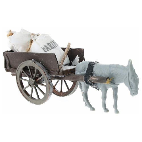 Carro sacchi farina presepe 8 cm Napoli 5x15x5 cm 3