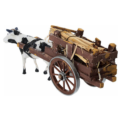 Hay wagon for 8 cm Neapolitan Nativity Scene, 5x15x5 cm 4