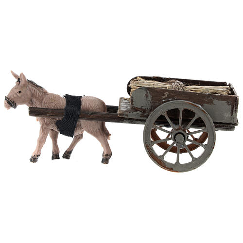 Carro fieno presepe napoletano 8 cm 5x15x5 cm 1