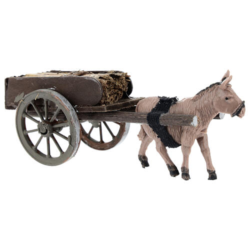 Wóz z sianem, szopka z Neapolu 8 cm, 5x15x5 cm 3