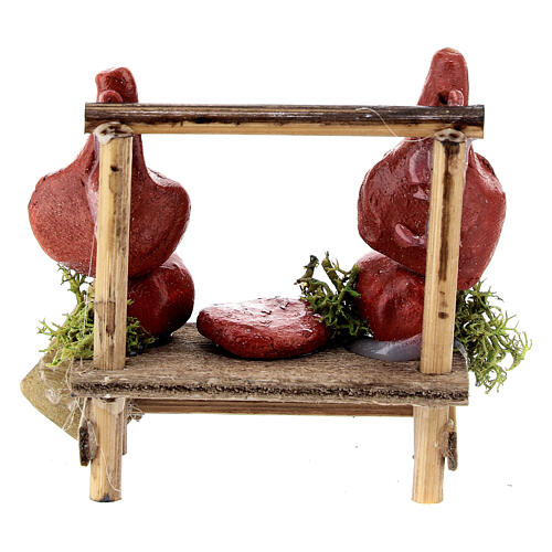 Fleisch-Verkaufsstand, Krippenzubehör, neapolitanischer Stil, für 6 cm Krippe, 5x5x3 cm 4