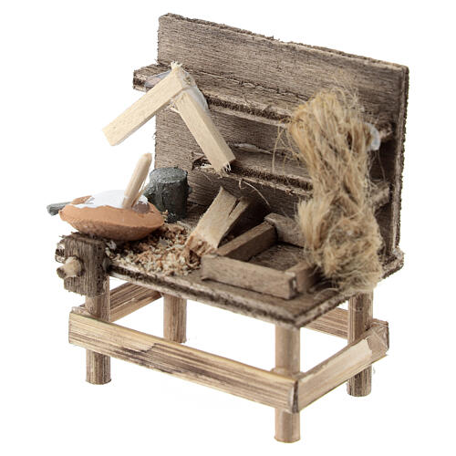 Banco del falegname miniatura presepe 6 cm Napoli 5x5x3 cm 2