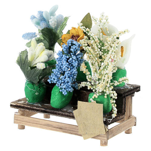Verkaufsstand mit Blumen, Krippenzubehör, neapolitanischer Stil, für 8-10 cm Krippe, 5x5x3 cm 2
