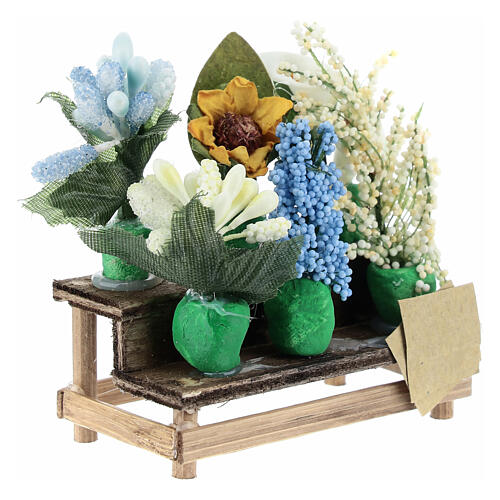 Verkaufsstand mit Blumen, Krippenzubehör, neapolitanischer Stil, für 8-10 cm Krippe, 5x5x3 cm 3