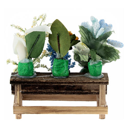 Verkaufsstand mit Blumen, Krippenzubehör, neapolitanischer Stil, für 8-10 cm Krippe, 5x5x3 cm 4
