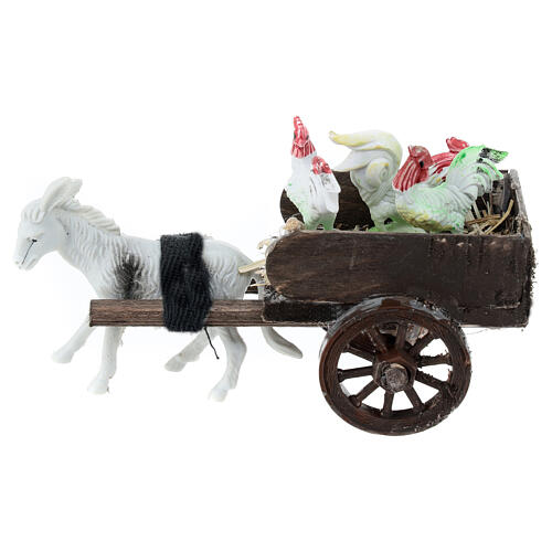 Carro presepe 8 cm galline miniatura Napoli 5x5x10 cm 1
