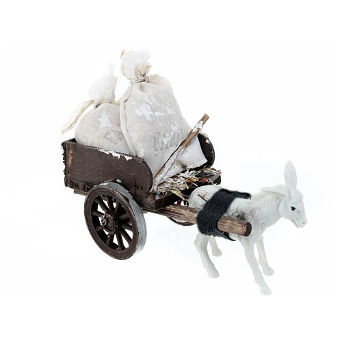 Carro presepe 8 cm sacchi farina Napoli 10x5x10 cm 3