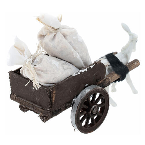 Carro presepe 8 cm sacchi farina Napoli 10x5x10 cm 4