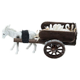 Donkey cart with swans for 8 cm Neapolitan Nativity Scene, 5x5x10 cm