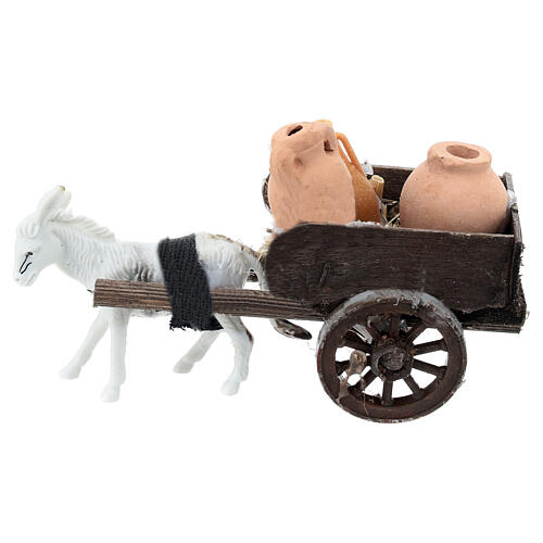 Charrette avec jarres et pots 5x5x10 cm crèche napolitaine 8 cm 1