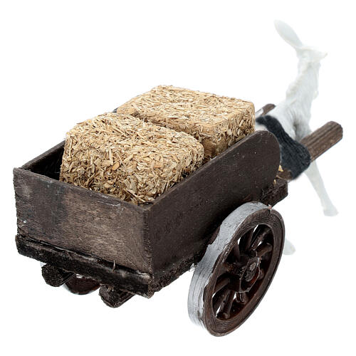 Donkey cart with hay bales for 8 cm Neapolitan Nativity Scene, 5x5x10 cm 4