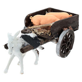 Carro maiali presepe 8 cm Napoli 5x5x10 cm