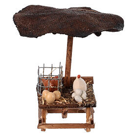 Market stall with terracotta eggs and hens, accessory for 6 cm Neapolitan Nativity Scene, 5x5x5 cm