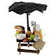 Market stall with terracotta cheese and parasol, accessory for 6 cm Neapolitan Nativity Scene, 10x5x5 cm s1