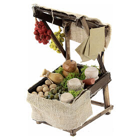 Gemüse- und Käse-Verkaufsstand, Krippenzubehör, neapolitanischer Stil, für 10 cm Krippe, 10x5x5 cm