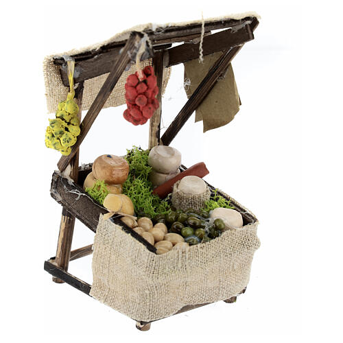 Gemüse- und Käse-Verkaufsstand, Krippenzubehör, neapolitanischer Stil, für 10 cm Krippe, 10x5x5 cm 3