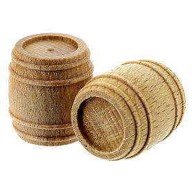 Set of 10 wooden barrels for Neapolitan nativity scene 6-8 cm 2x2 cm