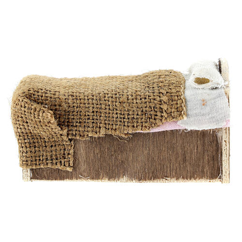 Letto singolo miniatura presepe 8 cm Napoli 5x10x5 cm 1