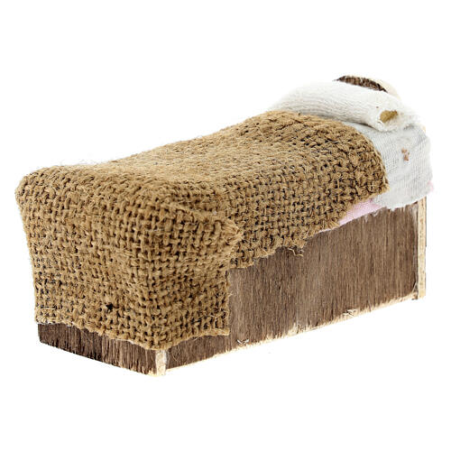 Letto singolo miniatura presepe 8 cm Napoli 5x10x5 cm 2