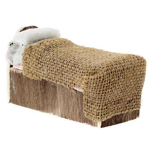 Letto singolo miniatura presepe 8 cm Napoli 5x10x5 cm 3