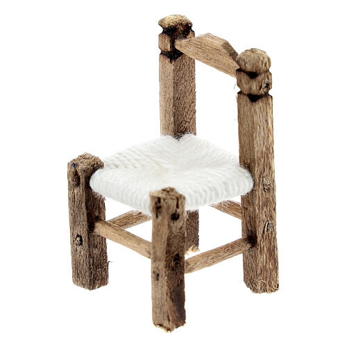 Cane-bottom chair, wood and twine, for 6 cm Neapolitan Nativity Scene, 4x2x2 cm 2