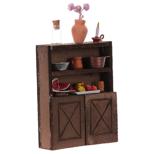 Anrichte mit Geschirr und Lebensmitteln, für 12 cm Krippe – 15 × 10 × 5 cm 3