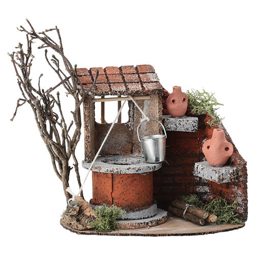 Wooden well, 15x15x10 cm, setting for 10 cm Neapolitan Nativity Scene 1
