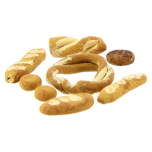Zestaw 8 sztuk chlebów, miniatury do szopki z Neapolu 8-12 cm 2