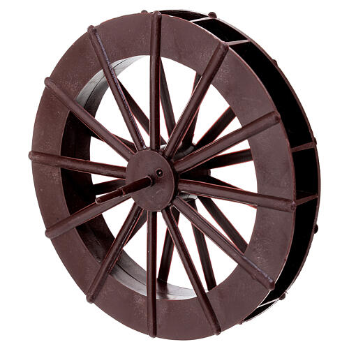 Rad für Wassermühle, Krippenzubehör, 15 cm Durchmesser, PVC, braun 2