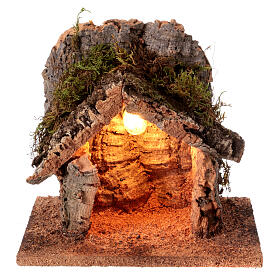 Rustic cork stable for 6-8 cm Neapolitan Nativity Scene, 20x20x15 cm
